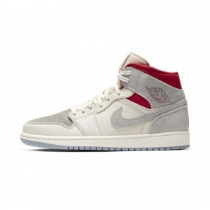 Nike AIR JORDAN 1 MID "PAST, PRESENT, FUTURE" CT3443-100 Sail/Wolf Grey/Gym Red/White | 0164FBSMZ