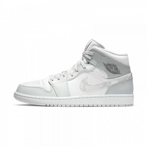 Nike AIR JORDAN 1 MID "SWOOSH LOGO _ GREY CAMO" DC9035-100 White/Photon Dust/Grey Fog | 4853BVXKP