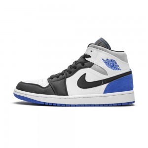 Nike Air Jordan 1 MID SE "Game Royal Black toe" 852542-102 White/Hyper Royal-black | 4976KUZPH