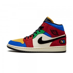 Nike Air Jordan 1 Mid "Blue The Great _ Fearless" CU2805-100 Muslin/Varsity Red/Royal/Taxi/Black | 1945COALN