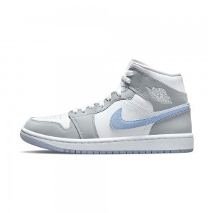 Nike Air Jordan 1 Mid WMNS "Wolf Grey Aluminum" BQ6472-105 White/Wolf Grey-aluminium | 6390YHQKB