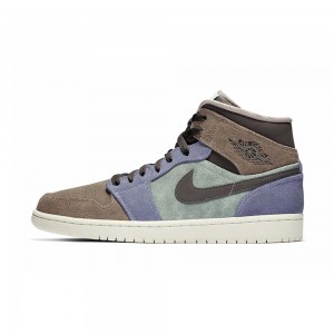 Nike Air Jordan 1 Mid "σουετ Patch" 852542-203 Brown/White | 4759SHYNW
