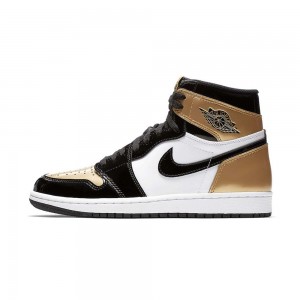 Nike Air Jordan 1 Retro High OG NRG "Gold toe" 861428-007 Black/Black-metallic Gold-white | 2674AUHGN