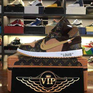 Nike OFF-WHITE X AIR JORDAN 1 "CUSTOMS" 554724-555 Brown/Whtie | 3714JULCM
