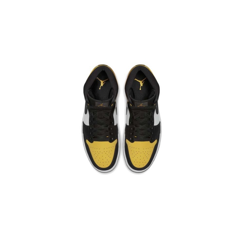 Nike Air Jordan 1 Mid Yellow toe Black 852542-071 Black/Varsity Maize-white | 7549TUKVL