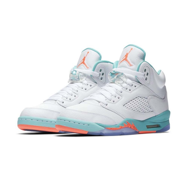 Nike Air Jordan 5 GS “Light Aqua” 440892-100 White/Crimson Pulse-light Aqua | 7104KPWND