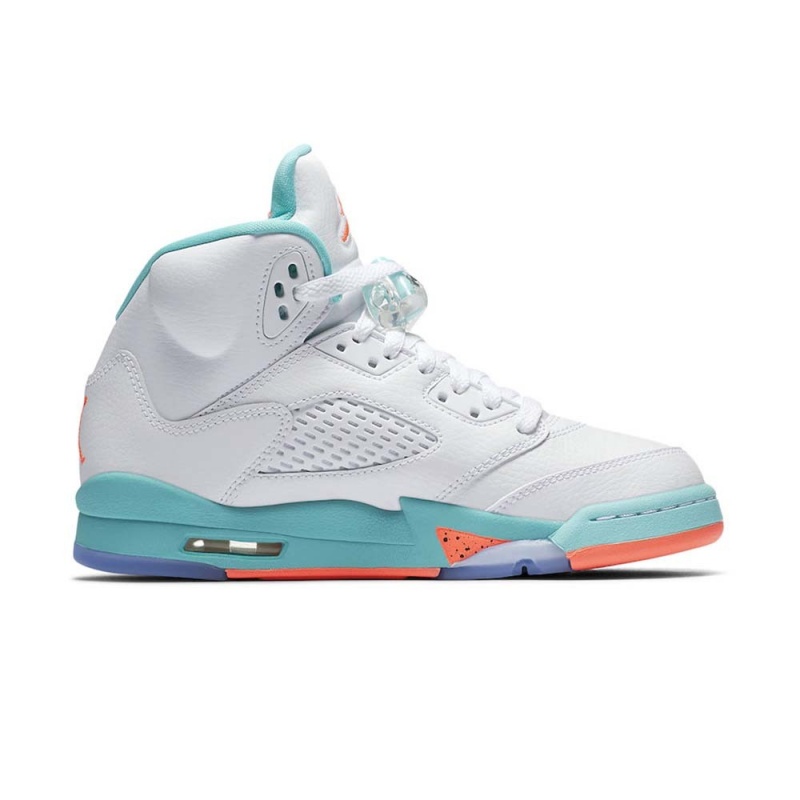 Nike Air Jordan 5 GS “Light Aqua” 440892-100 White/Crimson Pulse-light Aqua | 7104KPWND