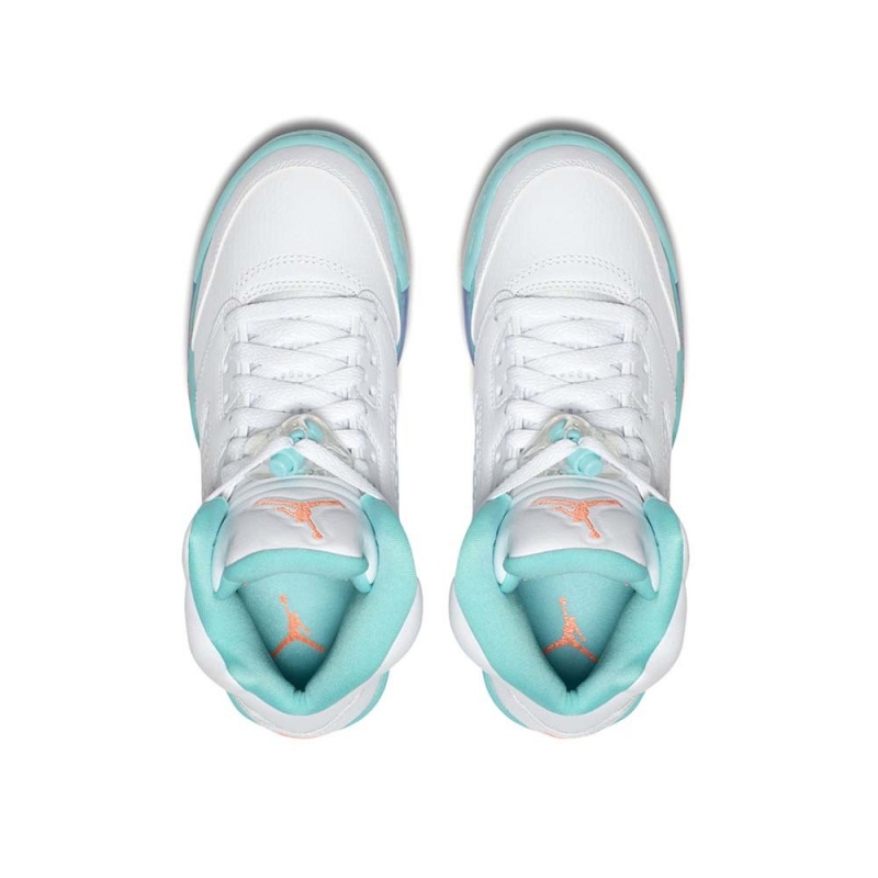 Nike Air Jordan 5 GS “Light Aqua” 440892-100 White/Crimson Pulse-light Aqua | 7104KPWND