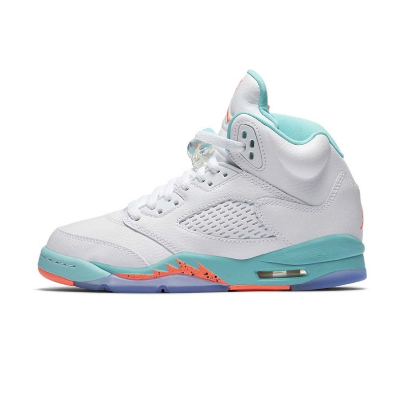 Nike Air Jordan 5 GS “Light Aqua” 440892-100 White/Crimson Pulse-light Aqua | 7104KPWND