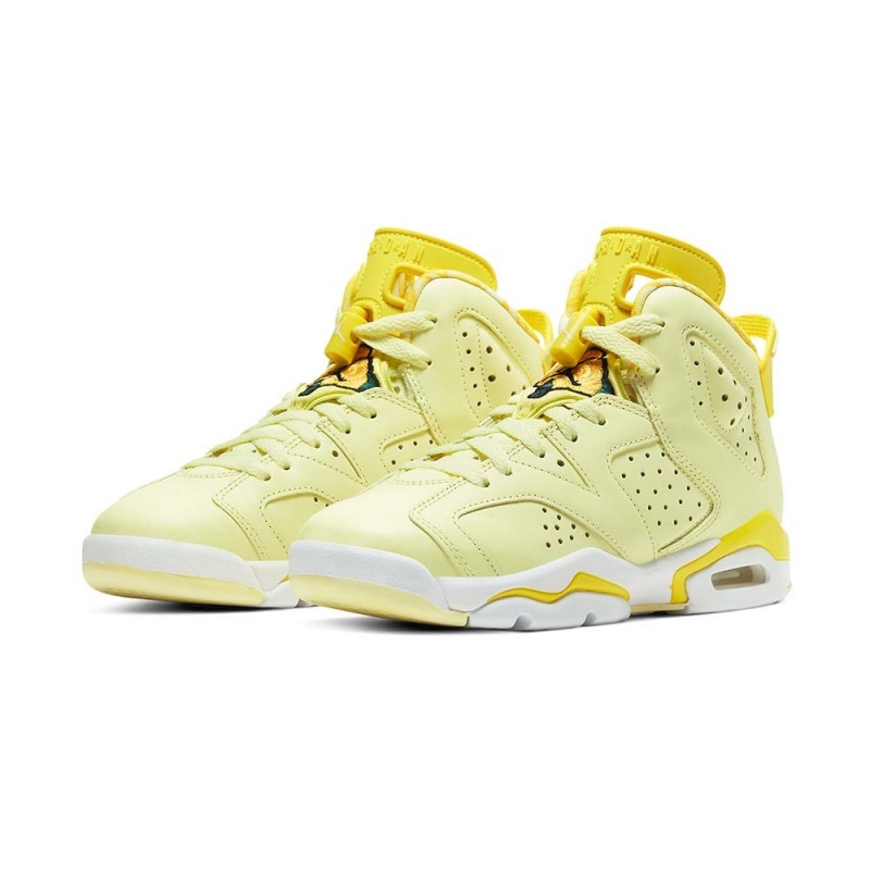 Nike Jordan Air Jordan 6 GS “Floral” 543390-800 Citron Tint/Dynamic Yellow/Black/White | 1230WTJZV
